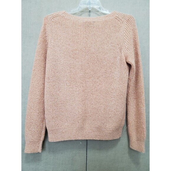 Ann Taylor Peach Sequined Boat Neck Mohair/Wool Blend Pullover Sweater Sz Large - Picture 5 of 7